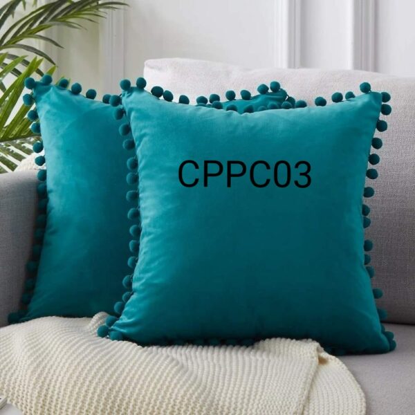 Fundas de cojines terciopelo con pompones - Imagen 5