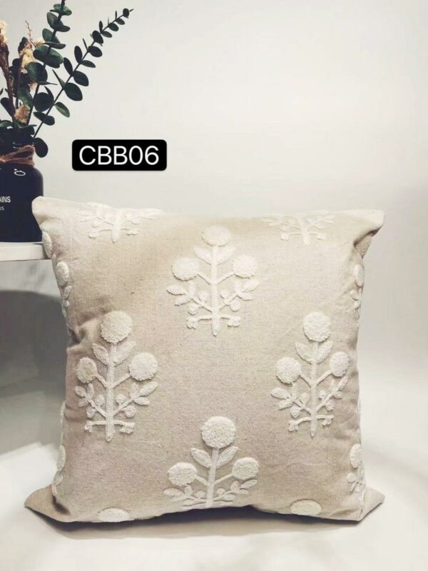 Fundas de cojines bordados beige - Imagen 7