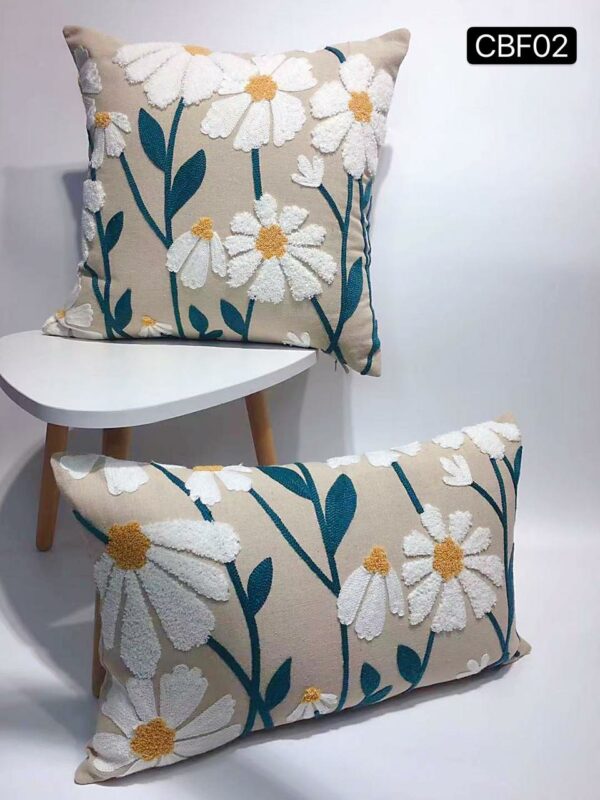Fundas de cojines bordadas con flores - Imagen 4