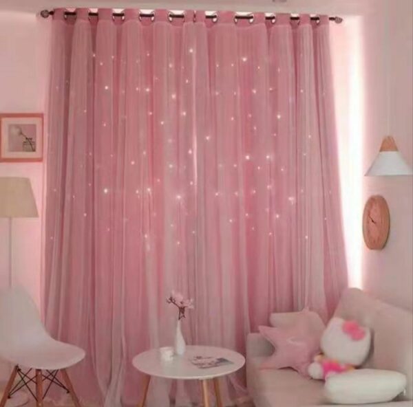 CORTINAS   CON  PERFORACIONES DE ESTRELLAS Y VISILLOS