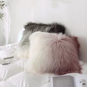 Fundas de cojines peludos en tono degradado
