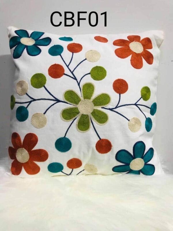 Fundas de cojines bordadas con flores - Imagen 2