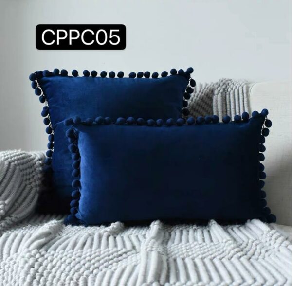 Fundas de cojines terciopelo con pompones - Imagen 7