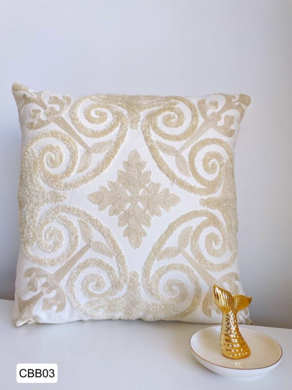 Fundas de cojines bordados beige - Imagen 4