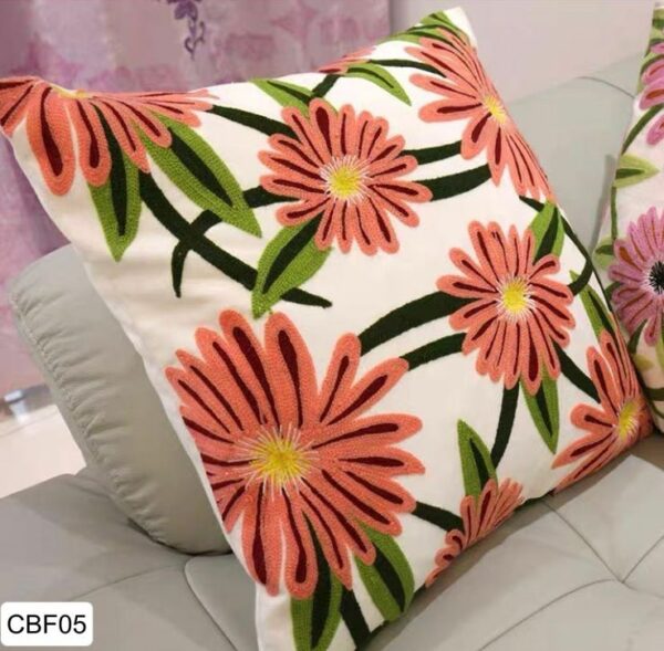 Fundas de cojines bordadas con flores - Imagen 8