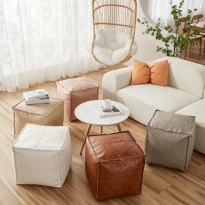 Pouf  de cuero cuadrado 45x45cm