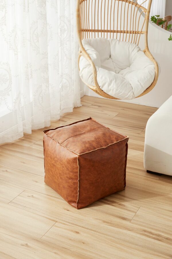 Pouf  de cuero cuadrado 45x45cm - Imagen 5