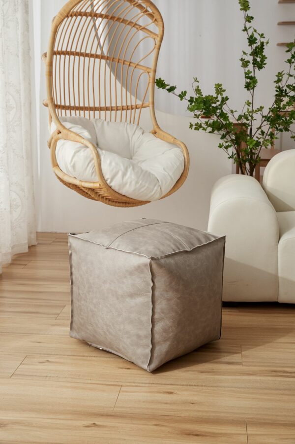 Pouf  de cuero cuadrado 45x45cm - Imagen 4